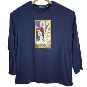 Polo Ralph Lauren Shirt Men's XXL Classic Fit‎ 92 Ski Long Sleeve Navy Blue